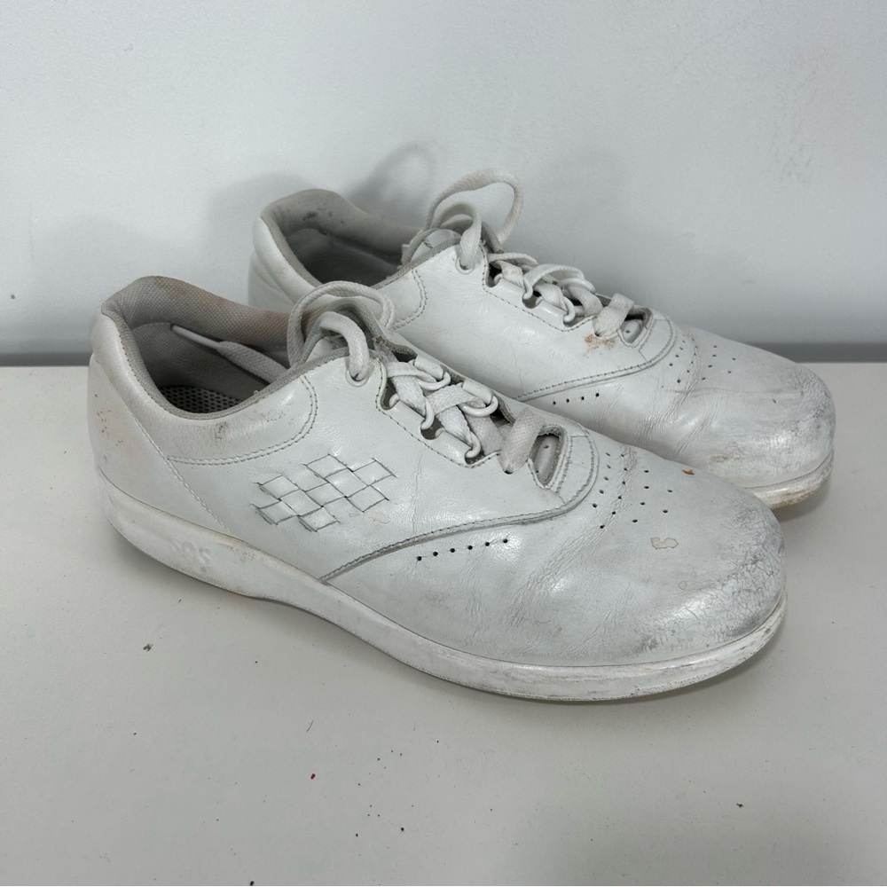 SAS White Leather Comfort Sneakers